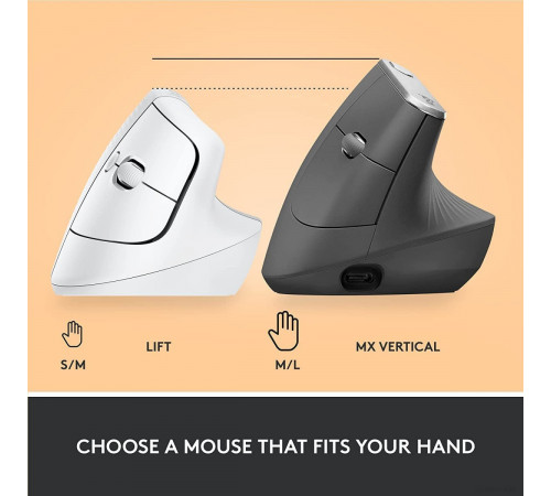 Вертикальная мышь Logitech Lift (белый)