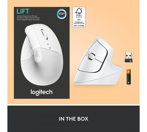 Вертикальная мышь Logitech Lift (белый)