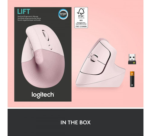 Вертикальная мышь Logitech Lift (розовый)