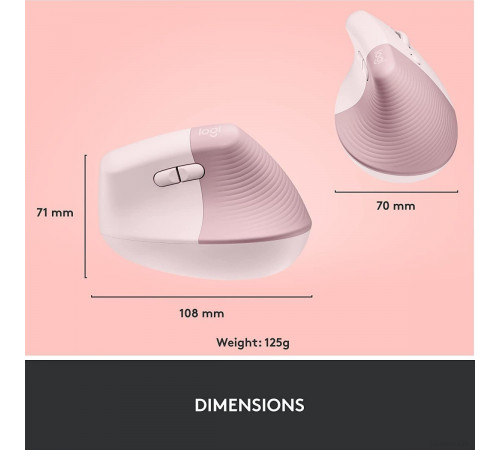 Вертикальная мышь Logitech Lift (розовый)