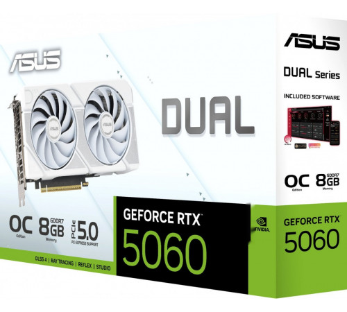 Видеокарта Asus Dual GeForce RTX 5060 8GB GDDR7 White OC Edition DUAL-RTX5060-O8G-WHITE