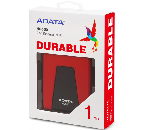 Внешний жёсткий диск A-Data DashDrive Durable HD650 AHD650-1TU31-CRD 1TB (красный)