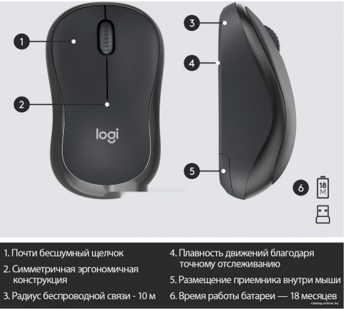 Клавиатура + мышь Logitech MK295 Silent (черный)