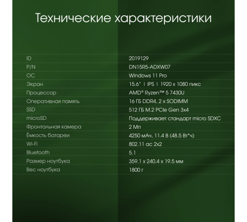 Ноутбук DIGMA Pro Fortis M DN15R5-ADXW07