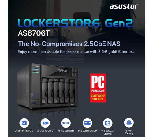 Сетевой накопитель Asustor Lockerstor 6 Gen2 AS6706T