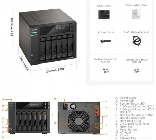 Сетевой накопитель Asustor Lockerstor 6 Gen2 AS6706T
