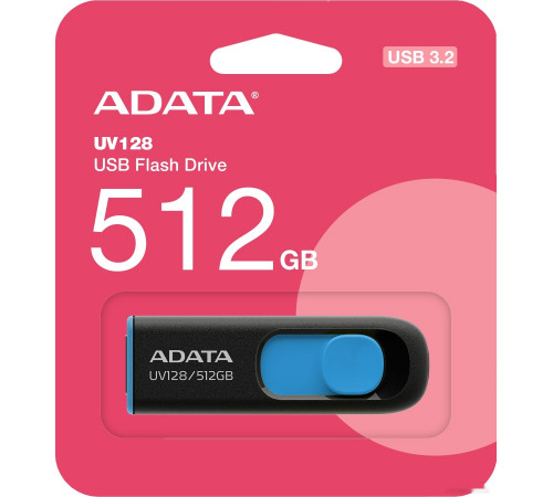 USB Flash A-Data DashDrive UV128 512GB (черный/синий)