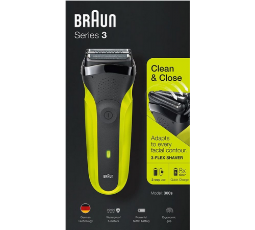 Электробритва мужская Braun Series 3 300s (зеленый)