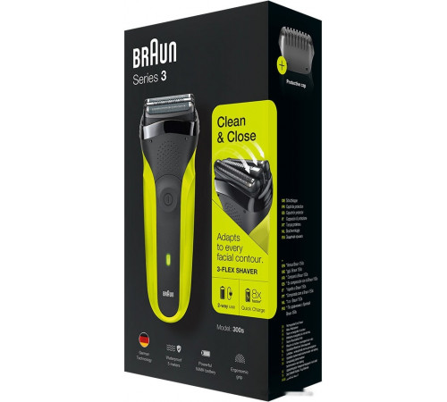 Электробритва мужская Braun Series 3 300s (зеленый)