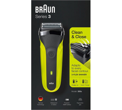 Электробритва мужская Braun Series 3 300s (зеленый)