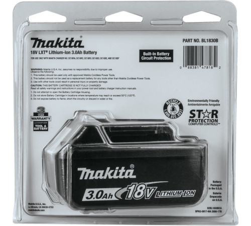Аккумулятор для инструмента Makita BL1830B (18В/3 а*ч)
