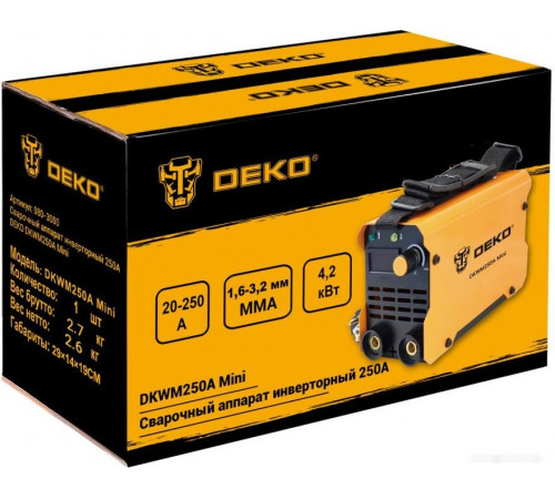 Сварочный инвертор Deko DKWM250A Mini 080-3000