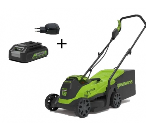 Газонокосилка электрическая Greenworks GD24LM33K2 / 2516107UA (АКБ 2 А/ч и ЗУ)