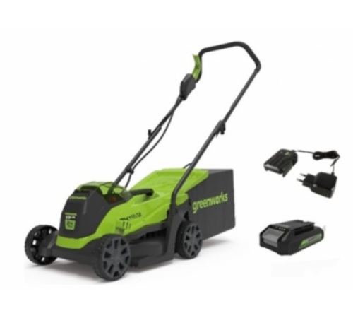 Газонокосилка электрическая Greenworks GD24LM33K4 / 2516107UB 24В (АКБ 4 А/ч и ЗУ)