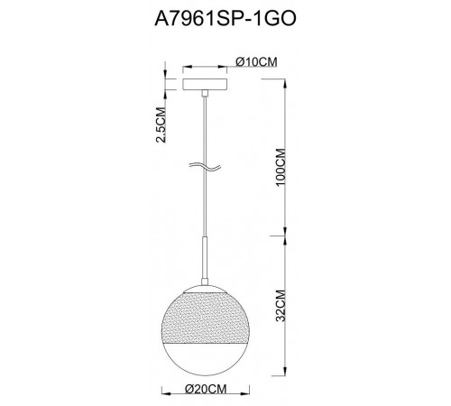 Подвесная люстра Arte Lamp Jupiter Gold A7961SP-1GO