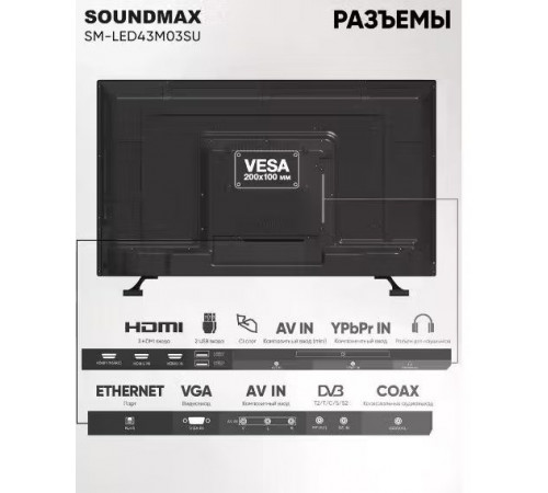 Телевизор SoundMAX SM-LED43M03SU