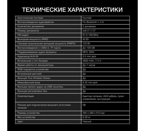 Портативная акустика Hyundai H-PS1027