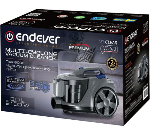 Пылесос Endever SkyClean VC-670 (серый/синий)