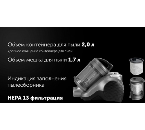 Пылесос Polaris PVC 3344 (графитовый)