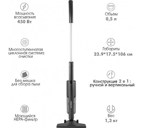 Пылесос Endever SkyClean VC-297 (темно-серый)