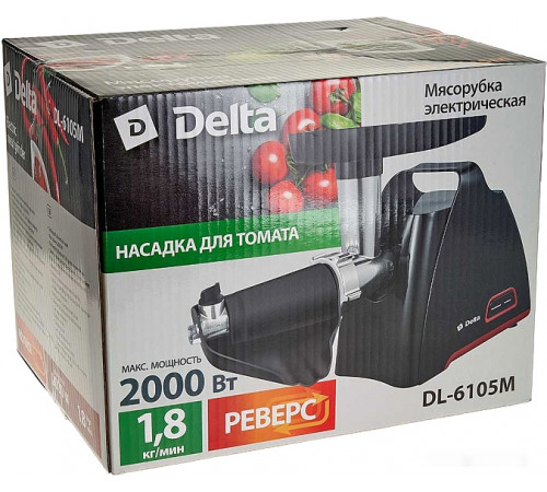 Мясорубка DELTA DL-6105M (черный/красный)