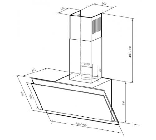 Вытяжка LEX Furia 900 (белый)