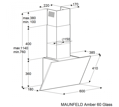 Вытяжка Maunfeld Amber 60 Glass (черный)