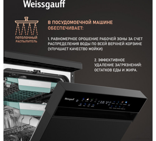 Посудомоечная машина Weissgauff DW 4539 Inverter Touch AutoOpen Black