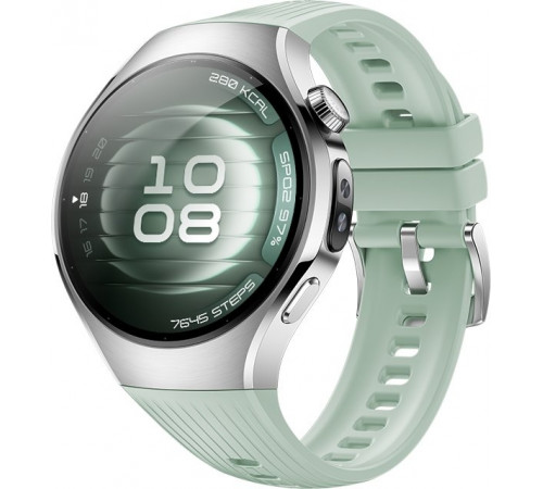 Умные часы Huawei Watch 5 42 мм (серебристый, с зеленым силиконовым ремешком, международная версия)