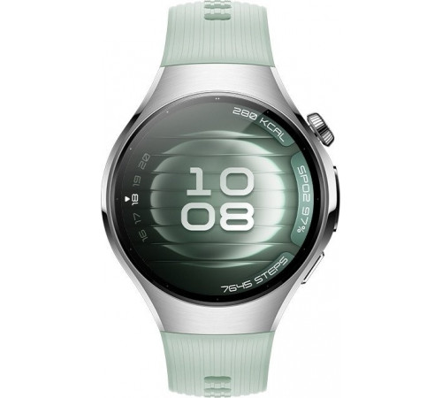 Умные часы Huawei Watch 5 42 мм (серебристый, с зеленым силиконовым ремешком, международная версия)