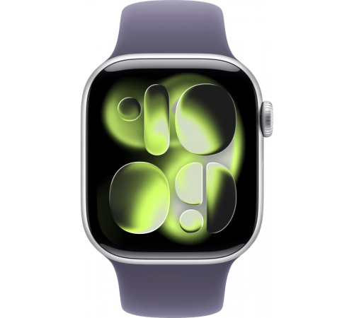 Умные часы Apple Watch Series 11 42 мм (алюминиевый корпус, серебристый/фиолетовый туман, спортивный силиконовый ремешок M/L)