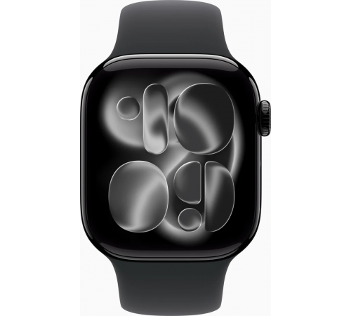Умные часы Apple Watch Series 11 46 мм (алюминиевый корпус, черный/черный, спортивный силиконовый ремешок M/L)