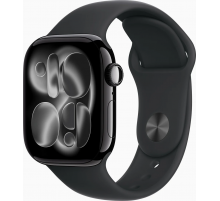 Умные часы Apple Watch Series 11 46 мм (алюминиевый корпус, черный/черный, спортивный силиконовый ремешок M/L)