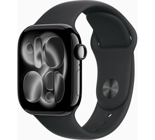 Умные часы Apple Watch Series 11 46 мм (алюминиевый корпус, черный/черный, спортивный силиконовый ремешок M/L)