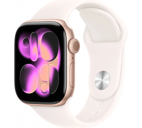 Умные часы Apple Watch Series 11 46 мм (алюминиевый корпус, розовое золото/легкие румяна, спортивный силиконовый ремешок M/L)