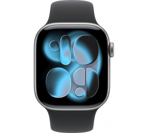 Умные часы Apple Watch Series 11 46 мм (алюминиевый корпус, космический серый/черный, спортивный силиконовый ремешок M/L)