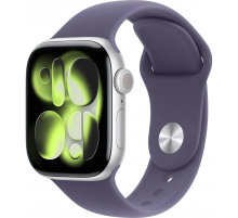 Умные часы Apple Watch Series 11 46 мм (алюминиевый корпус, серебристый/фиолетовый туман, спортивный силиконовый ремешок M/L)