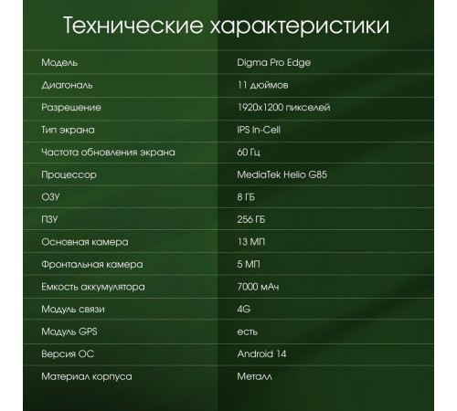 Планшет DIGMA Pro Edge 4G 8GB/256GB (синий)