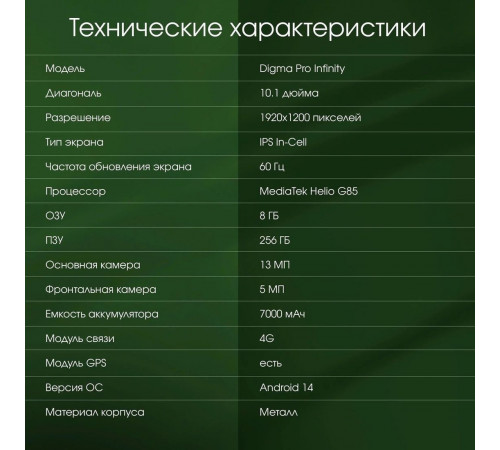 Планшет DIGMA Pro Infinity 4G 8GB/256GB (серебристый)