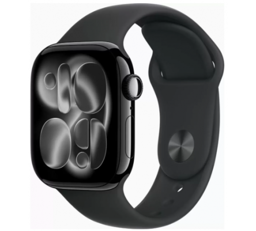 Умные часы Apple Watch Series 11 42 мм (алюминиевый корпус, черный/черный, спортивный силиконовый ремешок S/M)