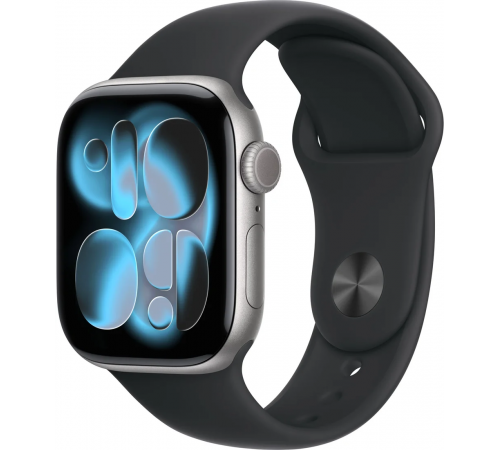 Умные часы Apple Watch Series 11 42 мм (алюминиевый корпус, космический серый/черный, спортивный силиконовый ремешок S/M)