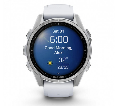 Умные часы Garmin Fenix 8 43мм (серебристый, белый ремешок)