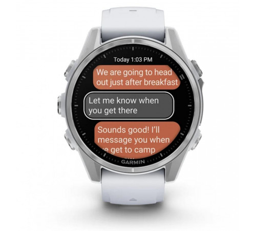 Умные часы Garmin Fenix 8 43мм (серебристый, белый ремешок)