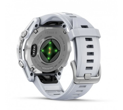 Умные часы Garmin Fenix 8 43мм (серебристый, белый ремешок)