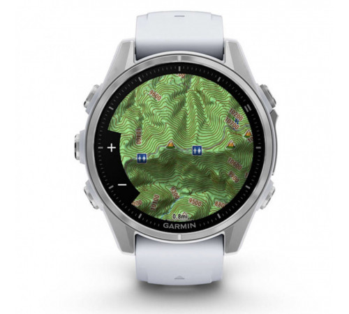 Умные часы Garmin Fenix 8 43мм (серебристый, белый ремешок)