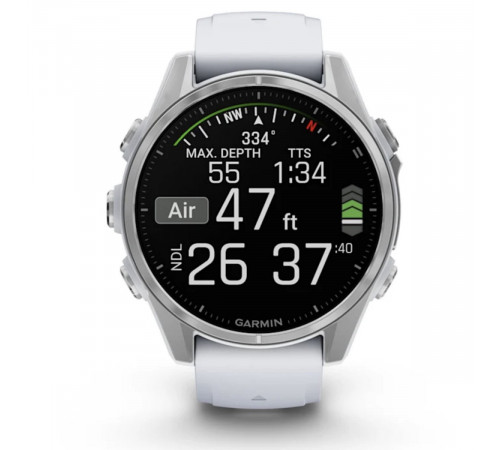 Умные часы Garmin Fenix 8 43мм (серебристый, белый ремешок)