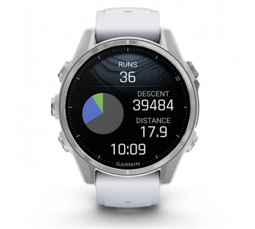 Умные часы Garmin Fenix 8 43мм (серебристый, белый ремешок)