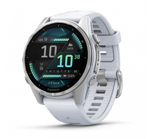 Умные часы Garmin Fenix 8 43мм (серебристый, белый ремешок)