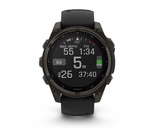 Умные часы Garmin Fenix 8 47мм (серый, черный силиконовый ремешок)