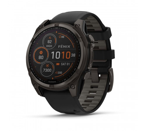 Умные часы Garmin Fenix 8 47мм (серый, черный силиконовый ремешок)